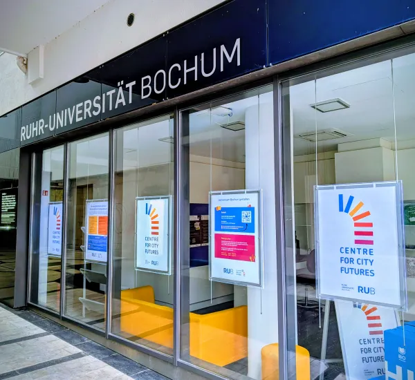 Das Kontaktbüro des neuen RUB Centre for City Futures im BLUE SQUARE in der Bochumer Innenstadt